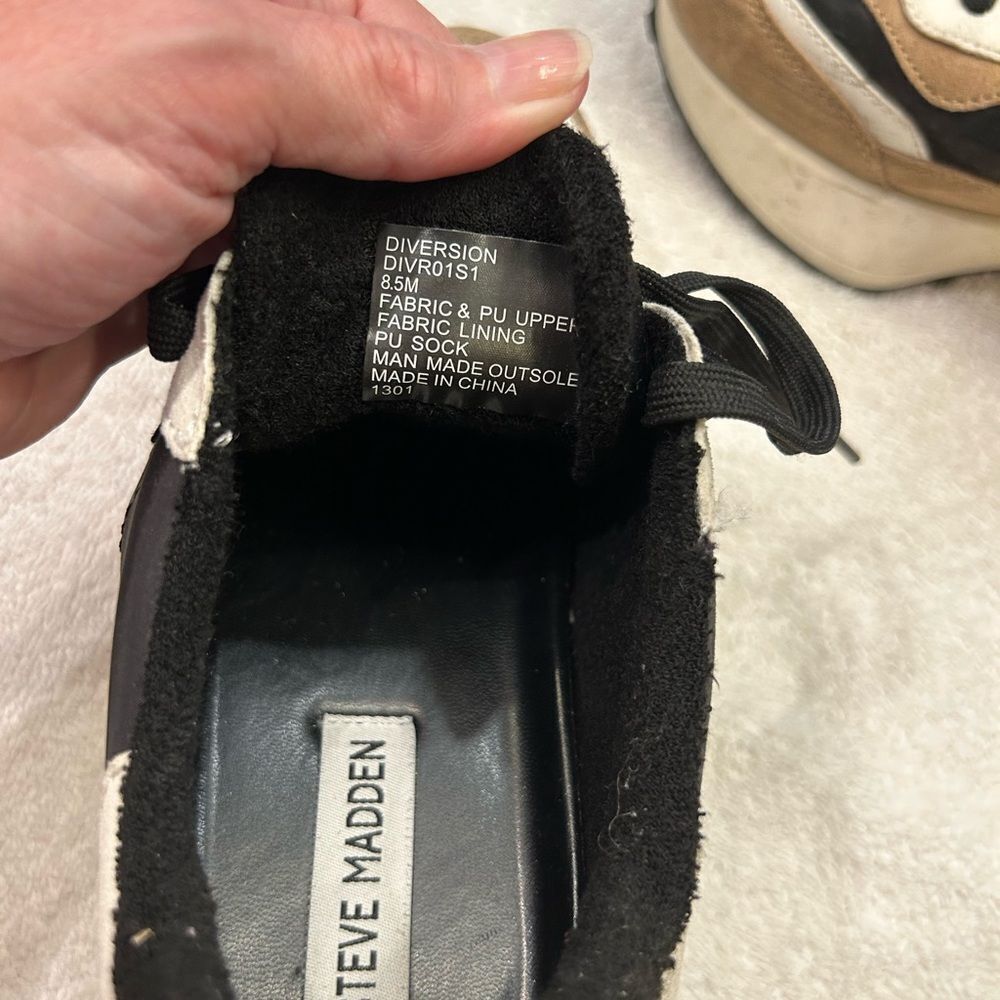 Steve Madden Black and Brown Sneakers with Suede and Leather - Picture 7 of 8